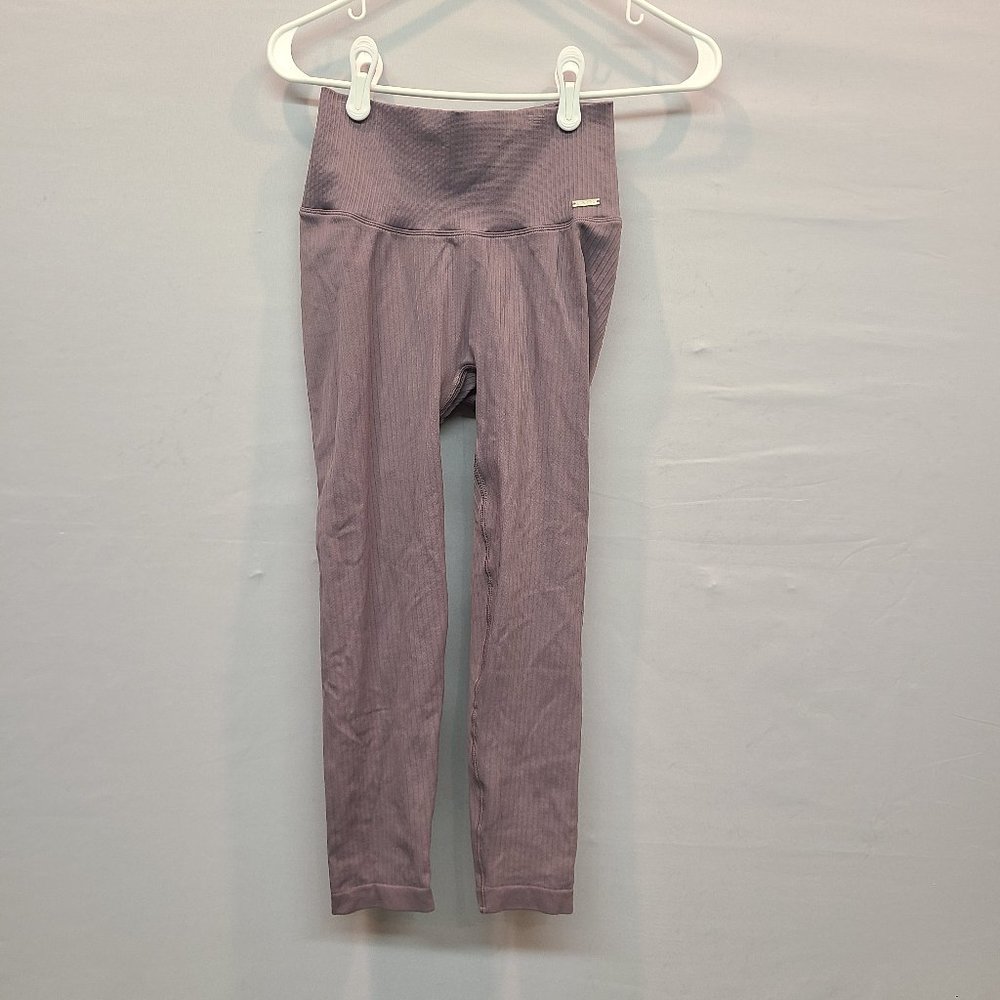 Lilia Leggings Womens Small Purple Ribbed Knit High Rise